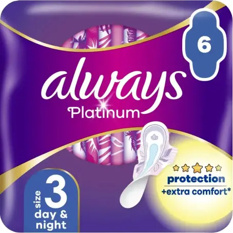 Прокладки гигиенические Always Platinum Day&Night 5 капель 3 размер 6 шт