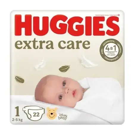 Подгузники Huggies Extra Care детские размер 1 2-5 кг 22 шт