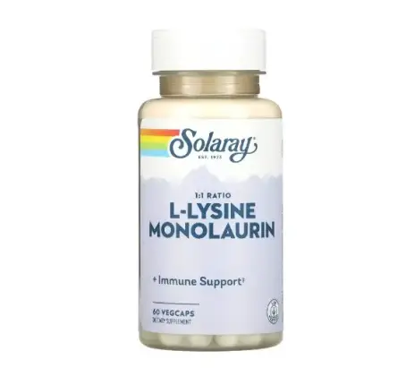 Solaray L-Лизин, Монолаурин, L-LYSINE, Monolaurin 1:1 Ratio 60 капс.