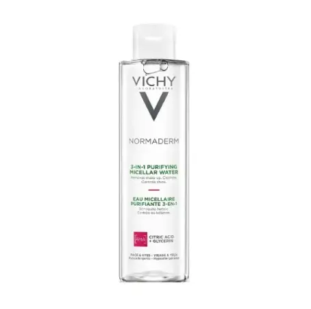 Мицеллярная вода Vichy Normaderm 3-in-1 Purifying для снятия макияжа и очищения кожи лица и вокруг глаз, 200 мл