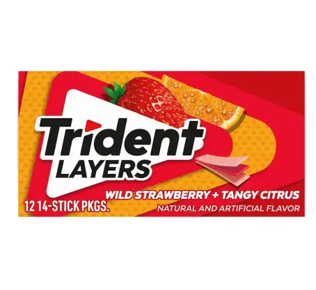 ЖУВ. ГУМКА TRIDENT layers wild strawberry & tangy citrus