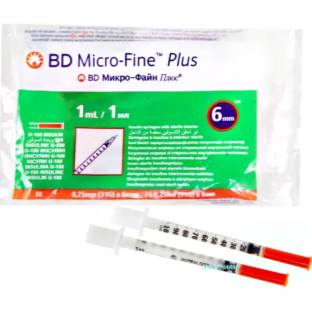 ШПРИЦ 1 мл ИНСУЛ U-100 BD MICRO-FINE PLUS игл. 31G 0,25х6 мм