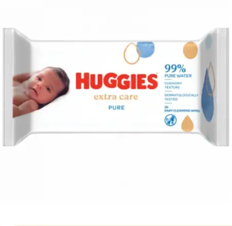 Салфетки влажные Huggies Pure Extra Care детские, для новорожденных, 56 шт