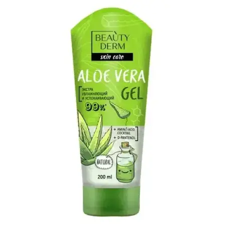 Активный SOS гель Алоэ Вера BEAUTYDERM Skin Care Aloe Vera Gel увлажняющий и успокаивающий, 200 мл