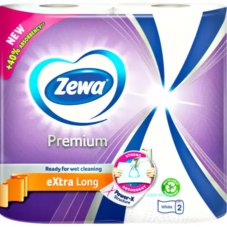 ПОЛОТЕНЦА ZEWA PREMIUM БЕЛЫЕ 2 рулона