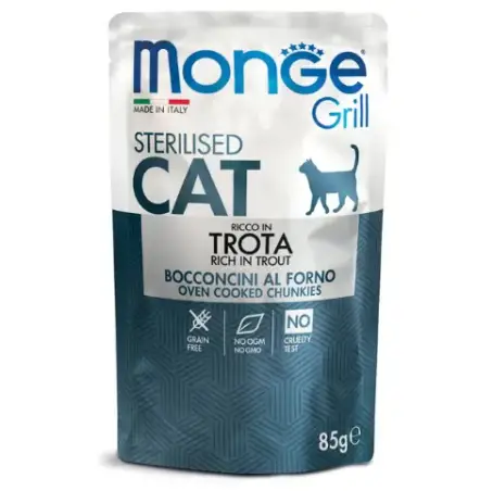 Корм для кошек влажный Monge Cat Grill Sterilised форель 85 г