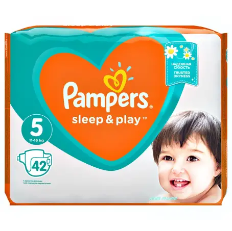 Подгузники детские Pampers Sleep & Play размер 5, 11-16 кг, 42 штуки