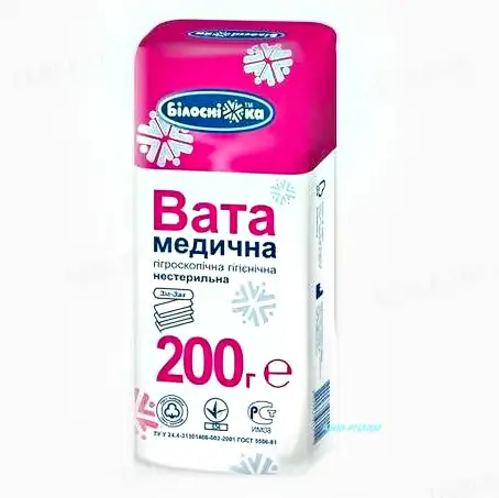 ВАТА Н/СТЕР. ГИГИЕН. БЕЛОСНЕЖКА 200 г зигзаг