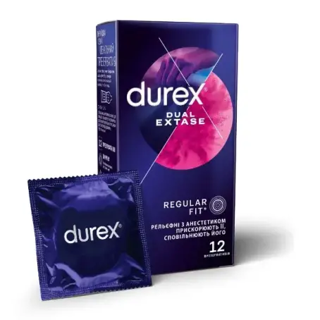 DUREX Dual Extase Презервативы рельефные с анестетиком № 12