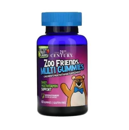 Мультивітаміни для дітей, Zoo Friends Multi Gummies, 21st Century, смак фруктів, 60 жувальних цукерок