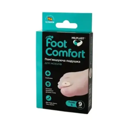 Подушка для мозолей Milplast Foot Comfort смягчающая, размер S, 9 штук