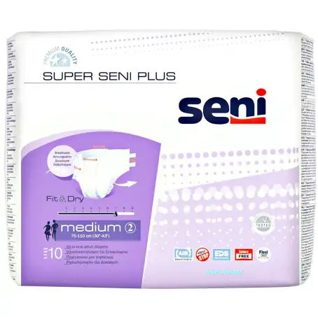 ПОДГУЗ ДЛЯ ВЗР SENI SUPER SENI PLUS MEDIUM N10 (75-110см) AIR