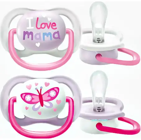 СОСКА ПУСТУШКА PHILIPS AVENT Ultra air I love силік. ортодонт. для дів. 0-6 міс. №2 SCF080/02