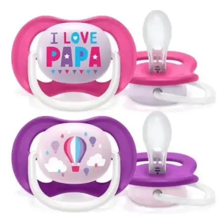 Пустушка Philips Avent Ultra Air I love для дівчинки, 6-18 місяців, 2 шт. (SCF080/04)