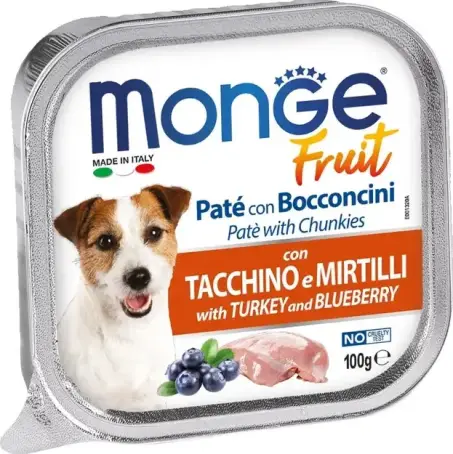 Влажный корм Monge Dog Fruit для собак индейка с черникой 100г