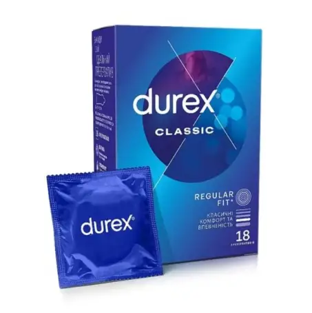 Презервативы латексные Durex Classic классические с силиконовой смазкой 18 штук