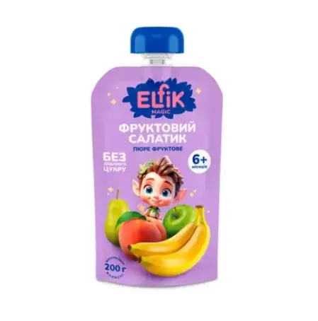 Пюре Elfik Magic "Фруктовый салатик", 200 г., doy-pack